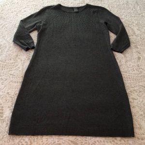 Sweater dress with beaded neck detail